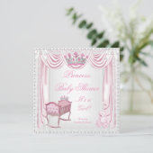 プリンセスティアラベビーシャワーピンククレードルサテンレース 招待状 (スタンド正面)