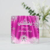 プリンセスティアラホットピンクスノーフレーク誕生日パーティー 招待状 (スタンド正面)