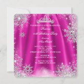 プリンセスティアラホットピンクスノーフレーク誕生日パーティー 招待状 (裏面)