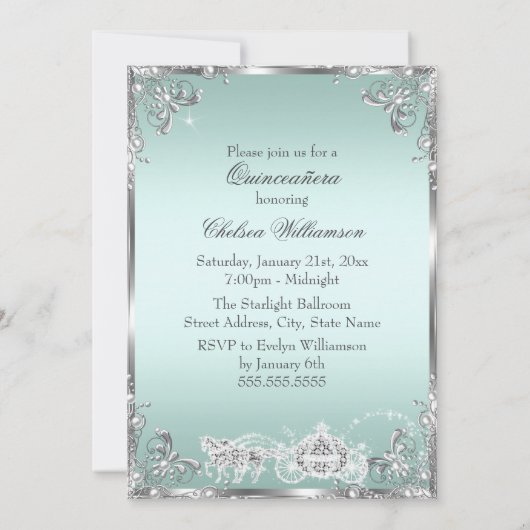 プリンセスティアラミントシルバースパークルキンセアニェラ 招待状 (裏面)