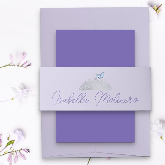 プリンセスティアラライトパープルとシルバー 招待状ベリーバンド