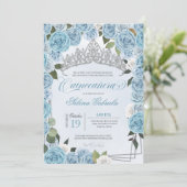 プリンセスティアラライトブルー&ホワイトローズキンセアニェラ 招待状 (スタンド正面)