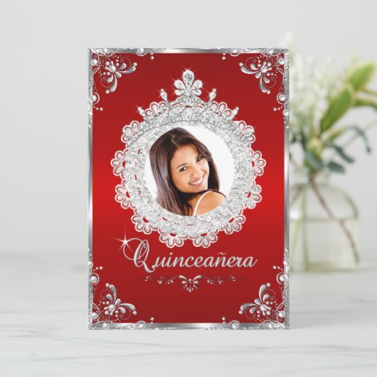 プリンセスティアラレッドシルバースパークルキンセアニェラ 招待状 (スタンド正面)