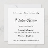 プリンセスティアラ誕生日ガール(ライム) 招待状 (裏面)