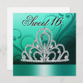 プリンセスティアラSweet sixteen(アクア) 招待状 (正面/裏面)