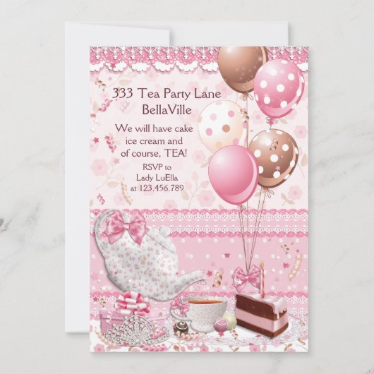 プリンセスティーパーティの招待状 招待状 (裏面)