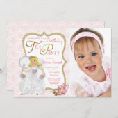 プリンセスティーパーティー誕生会 招待状 (正面/裏面)