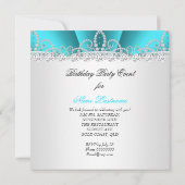 プリンセスティール(緑がかった色)ブルーダイヤモンドティアラ誕生日パーティー2 招待状 (裏面)