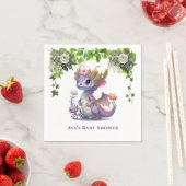 プリンセスドラゴンと花模様ガールベビーシャワー スタンダードカクテルナプキン (インサイチュ)