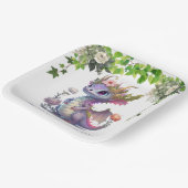 プリンセスドラゴンと花模様ガールベビーシャワー ペーパープレート (傾斜あり)