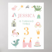 プリンセスドラゴン城誕生日保育園ポスター ポスター (正面)