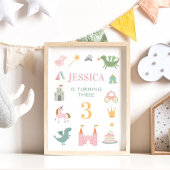 プリンセスドラゴン城誕生日保育園ポスター ポスター