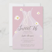 プリンセスドレエレガントスピンクホワイトデイジースウィート16 招待状 (正面)