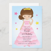 プリンセスドレスガール誕生日パーティーの招待 招待状 (正面/裏面)