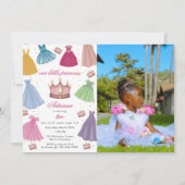 プリンセスドレスフェアリーガールフォト誕生日 招待状 (正面)