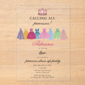 プリンセスドレスフェアリータリードレスアップガール誕生日 アクリル招待状 (正面)