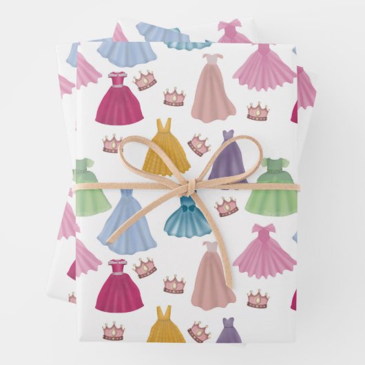 プリンセスドレスフェアリータレ小さな女の子パターン ラッピングペーパーシート (インサイチュ)