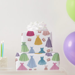 プリンセスドレスフェアリータレ小さな女の子パターン ラッピングペーパー