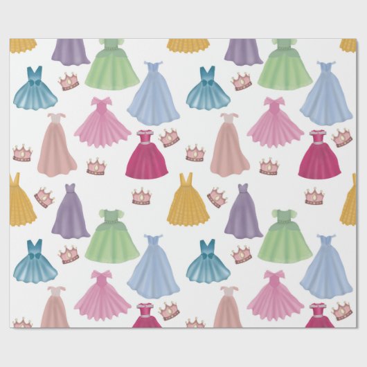 プリンセスドレスフェアリータレ小さな女の子パターン ラッピングペーパー (フラット)