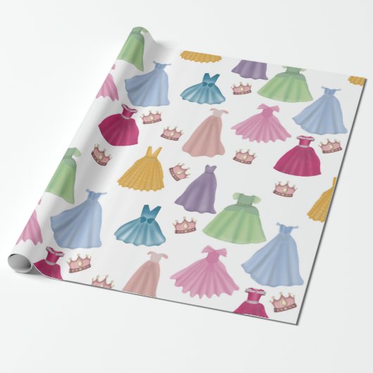 プリンセスドレスフェアリータレ小さな女の子パターン ラッピングペーパー (アンロールド)