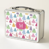 プリンセスドレスフェアリータレ小さな女の子モノグラム メタルランチボックス (裏面)