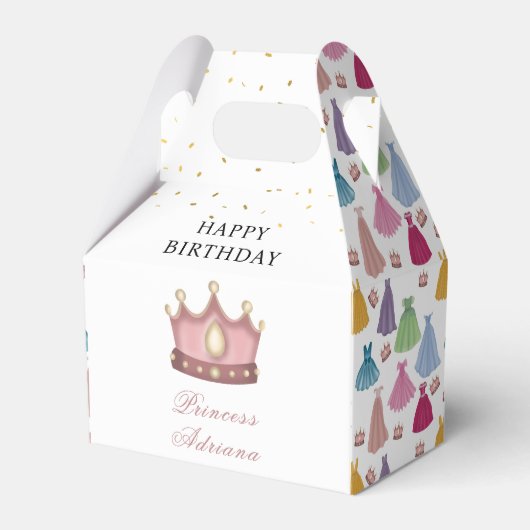 プリンセスドレスフェアリータレ小さな女の子誕生日 フェイバーボックス (正面サイド)