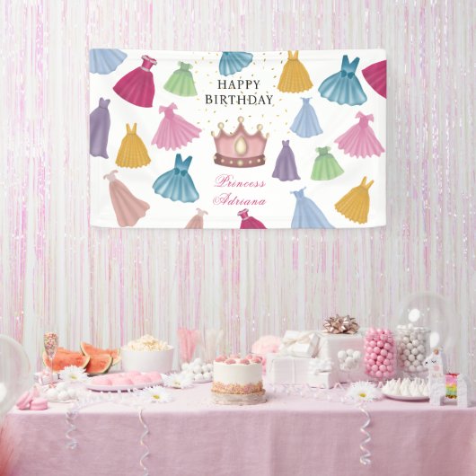プリンセスドレスフェアリータレ小さな女の子誕生日 横断幕 (パーティー)