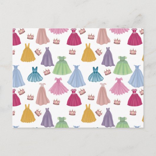 プリンセスドレス おとぎ話の小さな女の子のパターン ポストカード (正面)