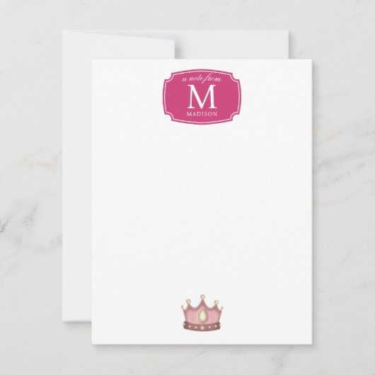 プリンセスドレス おとぎ話の小さな女の子 ノートカード (正面)