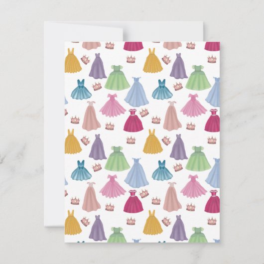 プリンセスドレス おとぎ話の小さな女の子 ノートカード (裏面)