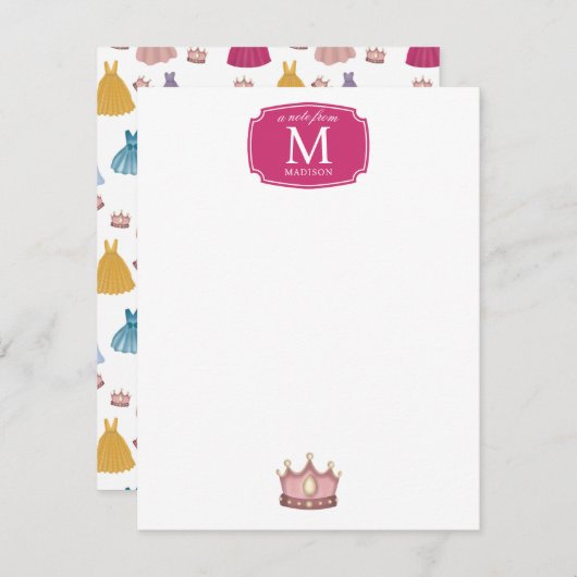 プリンセスドレス おとぎ話の小さな女の子 ノートカード (正面/裏面)