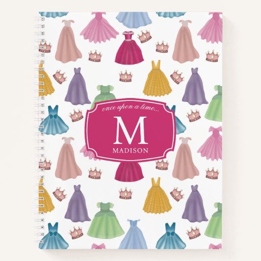プリンセスドレス おとぎ話の小さな女の子 モノグラム ノートブック (正面)