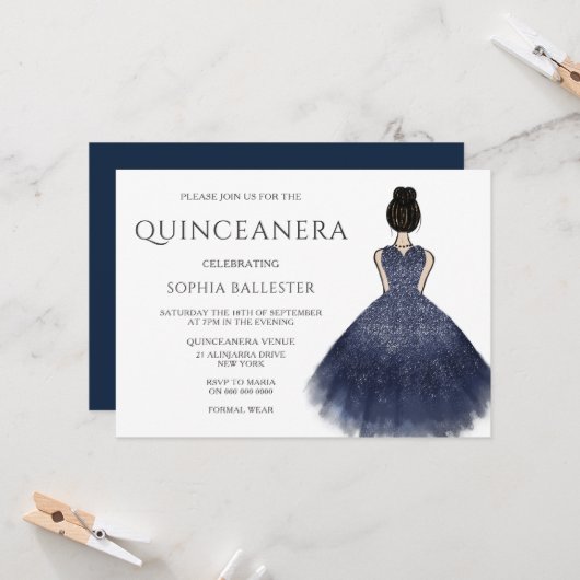 プリンセスドレス ナニー インディゴ ワンダーランド キンセアニエラ 招待状 (正面/裏面インサイチュ)