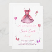 プリンセスドレス 誕生日招待状 招待状 (正面/裏面)