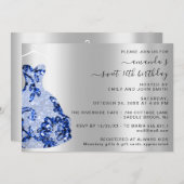 プリンセスドレ王室のススウィート16thブルーネイビープリンセス 招待状 (正面/裏面)