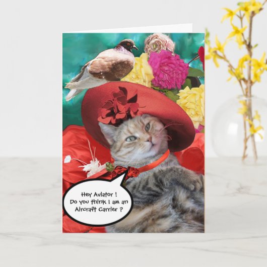 プリンセスネコと赤帽子とハトの父の日 カード (黄色い花)