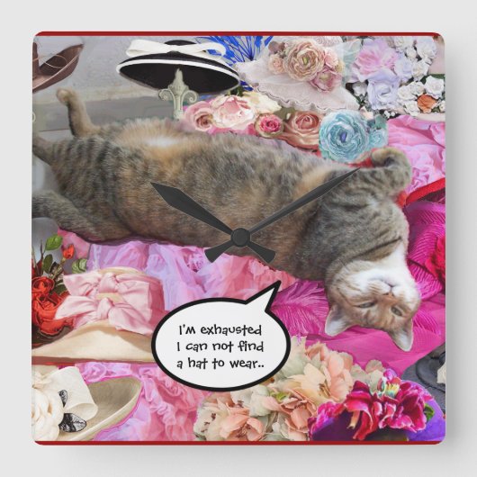 プリンセスネコのジレンマ スクエア壁時計 (正面)