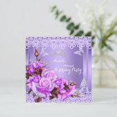 プリンセスバタフライパープルピンクローズバースデーパーティー 招待状 (スタンド正面)