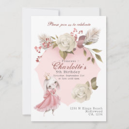 プリンセスバニーラビットパーソナライズされたバースデーパーティー 招待状