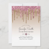 プリンセスバラピンク金ゴールドドリップグリッター甘い16 16th 招待状 (正面)