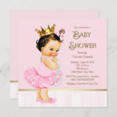 プリンセスバレリナツチュピンク金ゴールドベビーシャワー 招待状 (正面/裏面)