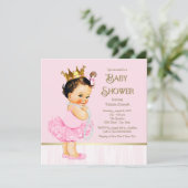 プリンセスバレリナツチュピンク金ゴールドベビーシャワー 招待状 (スタンド正面)