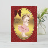 プリンセスバレリナフェイクゴールドフォイルグリッターボウ 招待状 (スタンド正面)