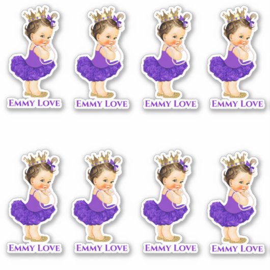 プリンセスバレリナベビーガールパープルトゥチュクラウン シール (正面)