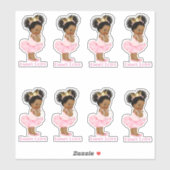 プリンセスバレリナベビーガールピンクチュチュチュートゥー金ゴールドクラウン シール (シート)