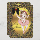 プリンセスバレリフェイクナバホイル&グリッターシャワー 招待状 (正面/裏面)