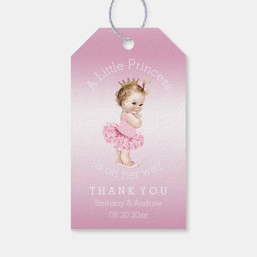プリンセスバレリーナベビーシャワーピパーソナライズされたンク ギフトタグ (裏面)