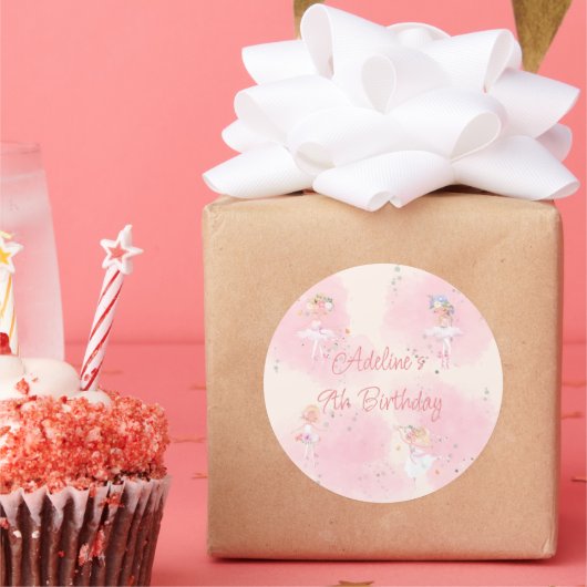 プリンセスバレリーナ誕生日クラシックラウンドステッカー ラウンドシール (パーティー)