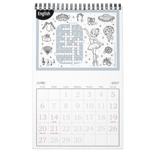 プリンセスバレリーナ カレンダー (6月 2027)