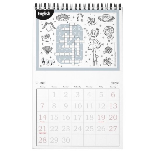 プリンセスバレリーナ カレンダー (6月 2026)